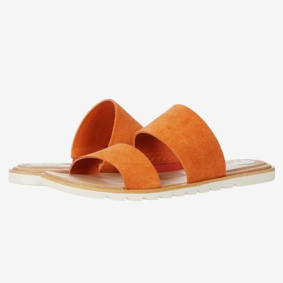 Sorel Ella II Desert Sun/Chalk Burnt Orange Two Strap Slide Slip-on Sandals 7 - Picture 1 of 8